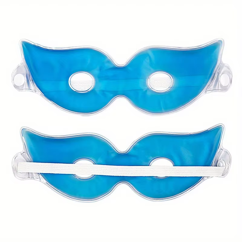 1 morceau de masque pour les yeux en gel souple bleu, masque pour les yeux à double usage à compresse froide et chaude réglable