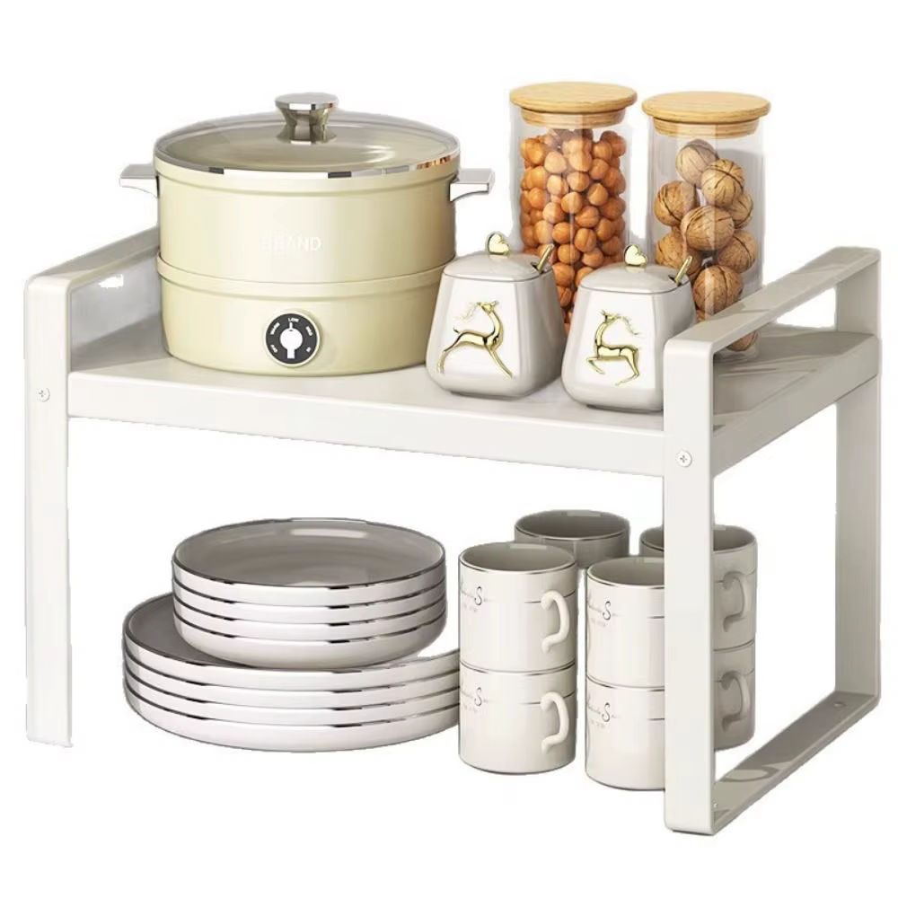 Organisateur de cuisine réglable à plusieurs niveaux, porte-pots extensible pour comptoir, gain de place, facile à installer, antidérapant