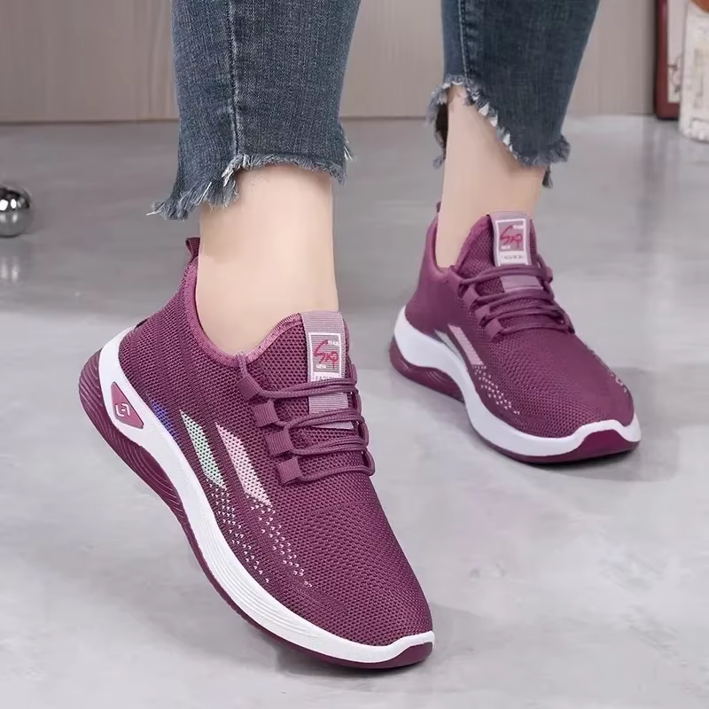 Chaussures de course basses en maille pour femmes, chaussures de mode pour étudiants, nouvelles chaussures de sport tricotées, chaussures décontractées à semelles souples, printemps et automne
