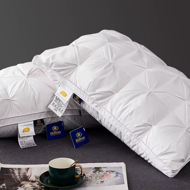 Oreiller en duvet d'oie pour dormir, taie d'oreiller en coton blanc, rectangle, chambre à coucher, sommeil, hôtel 5 étoiles, oreillers bas, mi-hauts, 95%