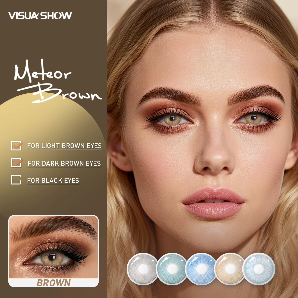 VISUASHOW Sora Lentilles de Contact Colorées 14.2mm Petites Pupilles Marron Naturel Doux Demi-Annuelles Décoration Oculaire Cosmétique Tendance