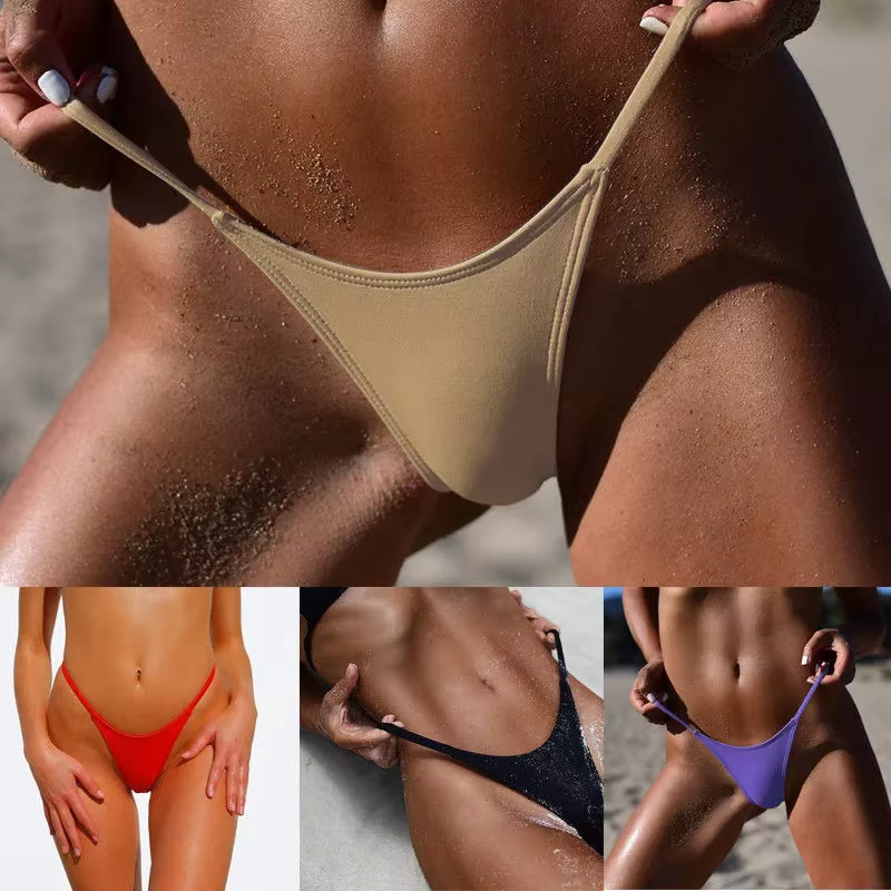 Maillot de bain string brésilien pour femme, culotte bikini, liens latéraux astronomiques, culotte string, coupe classique, short de bain, 2024