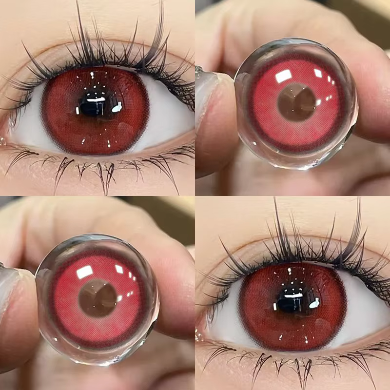 KSSEYE 2 pièces lentilles de Contact rouges avec Prescription beauté élèves naturel doux yeux