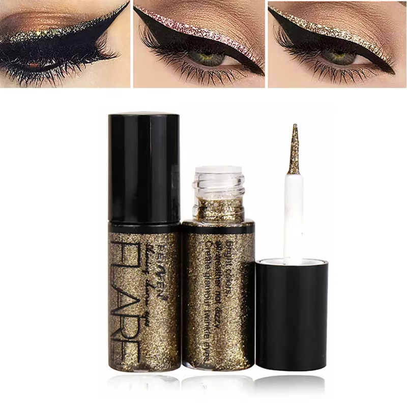 Professionnel nouveau brillant Eye Liners cosmétiques pour femmes Pigment argent Rose or couleur liquide paillettes Eyeliner maquillage beauté