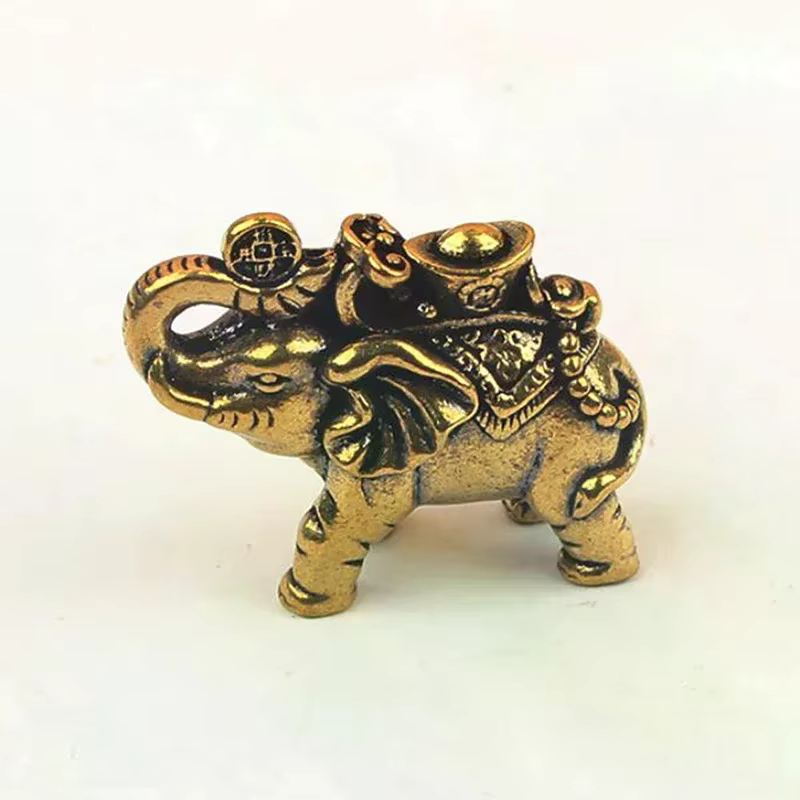 Figurines d'éléphant en laiton, figurines d'éléphant porte-bonheur, décoration de salon, figurines d'éléphant miniatures, accessoires miniatures