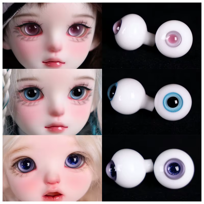 Yeux en verre de 10/12/14 mm, yeux simulés, violet, marron, bleu, pour la fabrication de poupées, petits yeux irisés pour poupées, yeux remplaçables