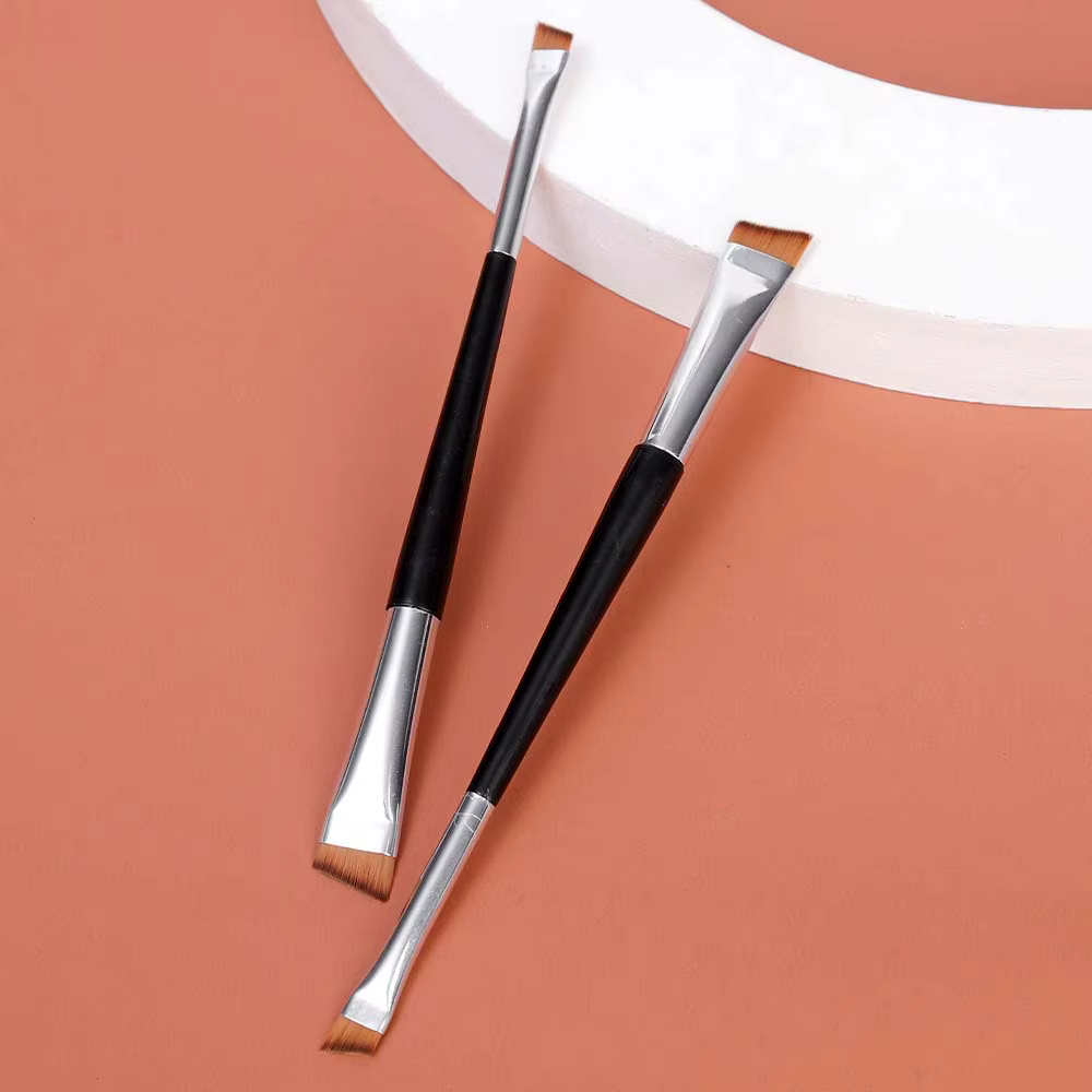 Brosse à sourcils professionnelle, Eyeliner, lame à tête plate coudée, pinceaux de maquillage pour Contour des sourcils, outils de maquillage à Double tête, 15 pièces