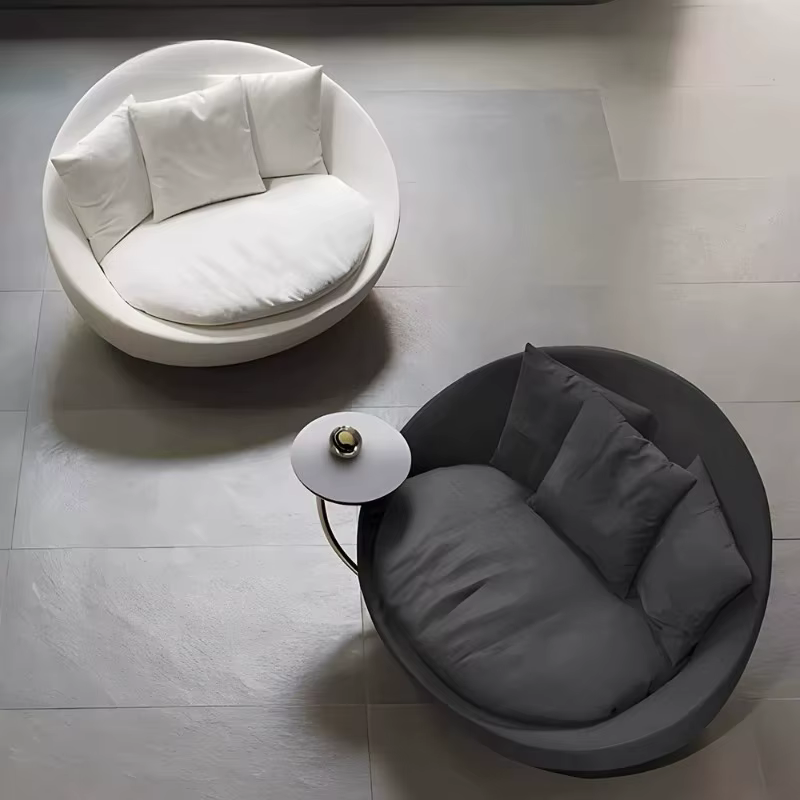 Fauteuil pivotant d'appoint, fauteuil de salon rond, design moderne, luxe, en cuir, canapé inclinable, velours, style nordique