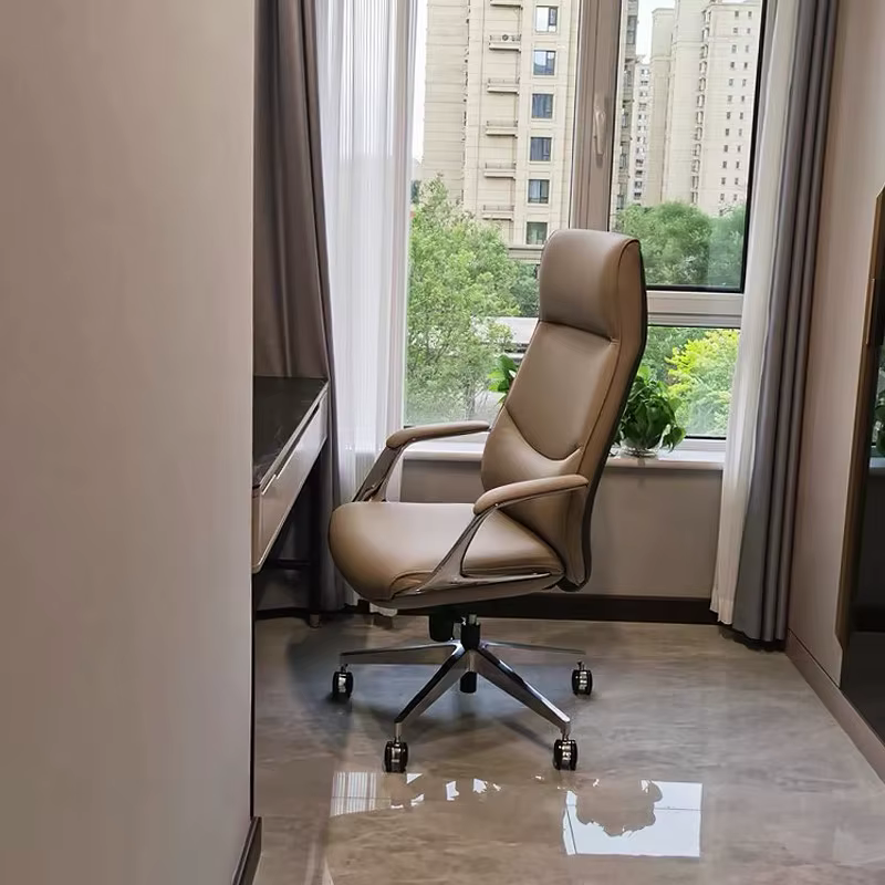 Chaise de bureau ergonomique à dossier haut, avec coussin et roulettes, pour adultes, confortable et relaxante, mobilier design pour la maison