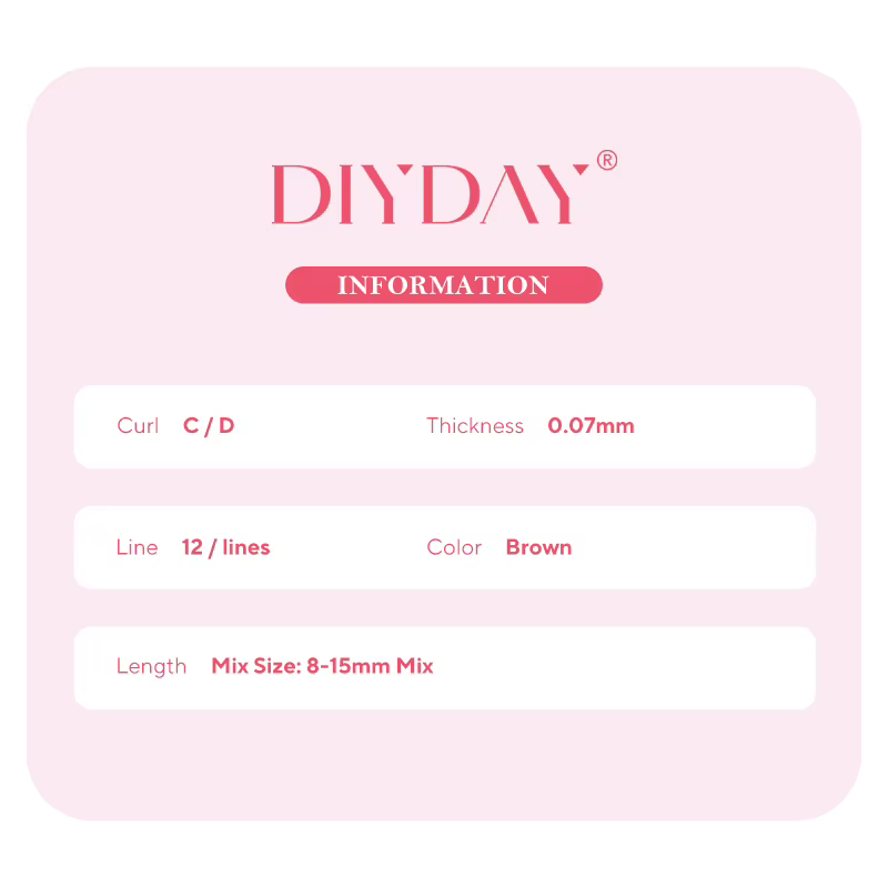 DIYDAY en forme de U YY cils bruns Premium PBT BASF YY brun foncé Extension de Faux