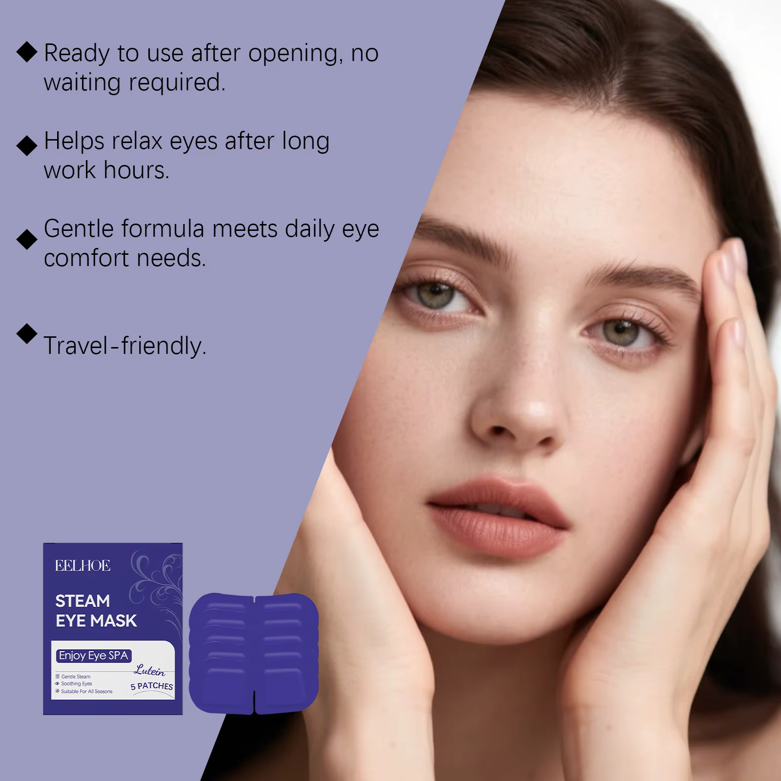 Masque oculaire à vapeur Eelhoe, soin apaisant pour les yeux, soulage la fatigue, la sécheresse et l'inconfort oculaire, réduit le gonflement des yeux, patch oculaire portable.