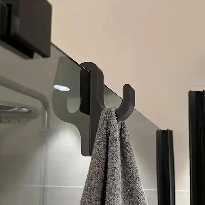 Crochets pour porte de douche, blancs et noirs, pour porte en verre de 6 mm d'épaisseur, faciles à installer, pour peignoirs, serviettes, vêtements, sans perçage