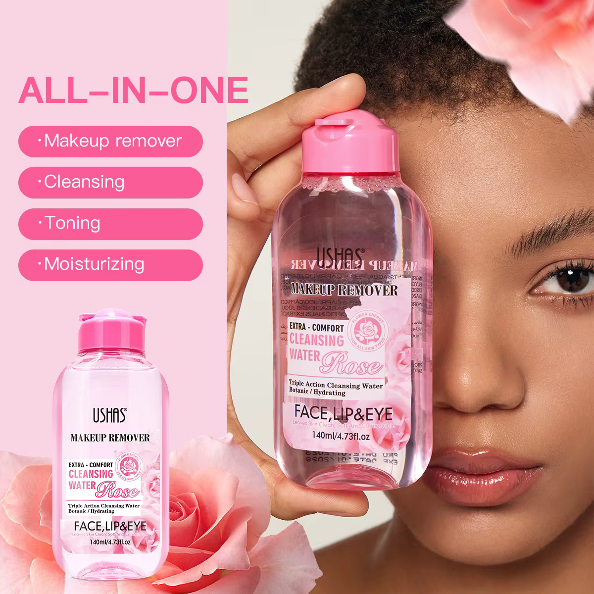 USHAS démaquillant eau de nettoyage hydratant doux apaisant sensible