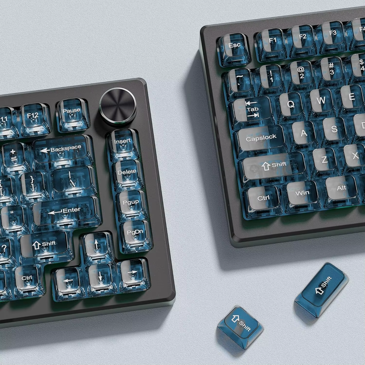 Womier Haze Blue Clear Keycaps Transparent Crystal Ceramic PC Keycap RGB Shine Through Key Cap 115 Keys MDA Profile for MX Switc