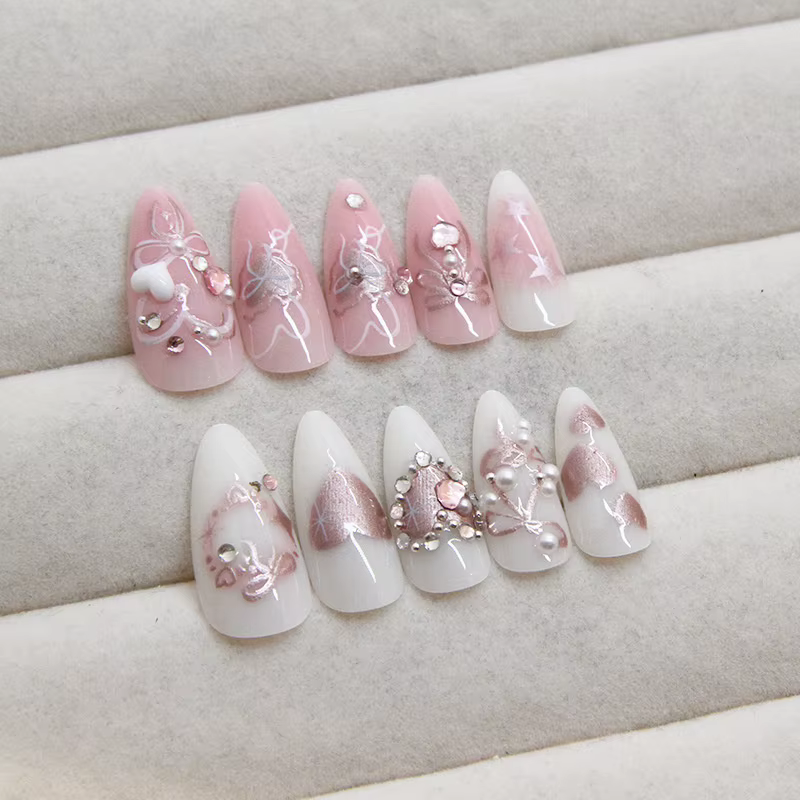 24 pièces/ensemble doux arc faux ongles presse sur ongles faux ongles Kit Art artificiel ongles doigt bricolage manucure pour femmes et filles