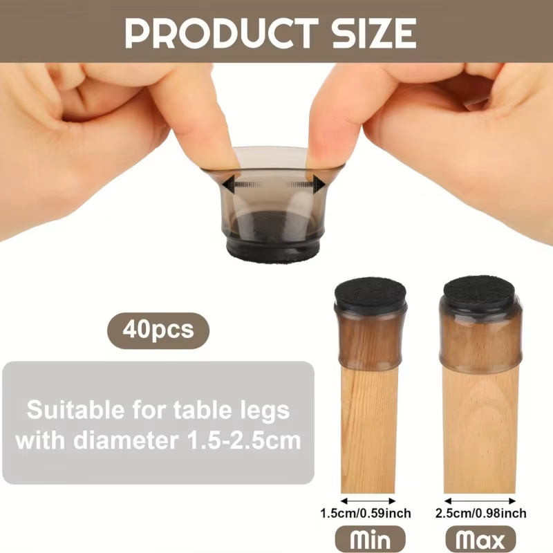 Protecteur de sol pour pieds de chaise rondes, 24 pièces, couverture transparente en Silicone pour pieds de Table, protection de sol avec bottes de meubles antidérapantes en feutre