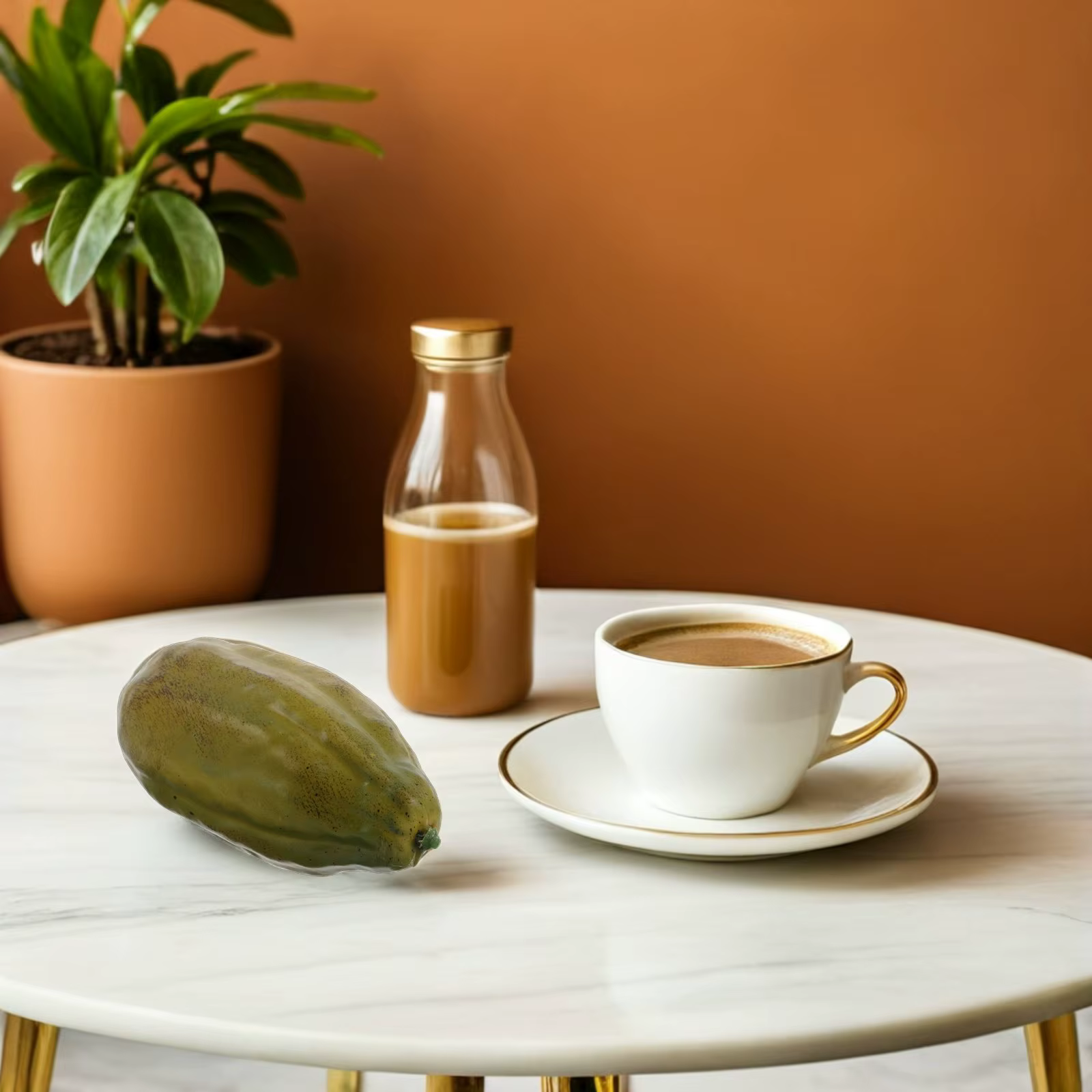 Faux fruit de cacao réaliste, fruit de café artificiel, accessoire de table, ornement de cacao simulé, vert, pour café, maison, fête, décoration