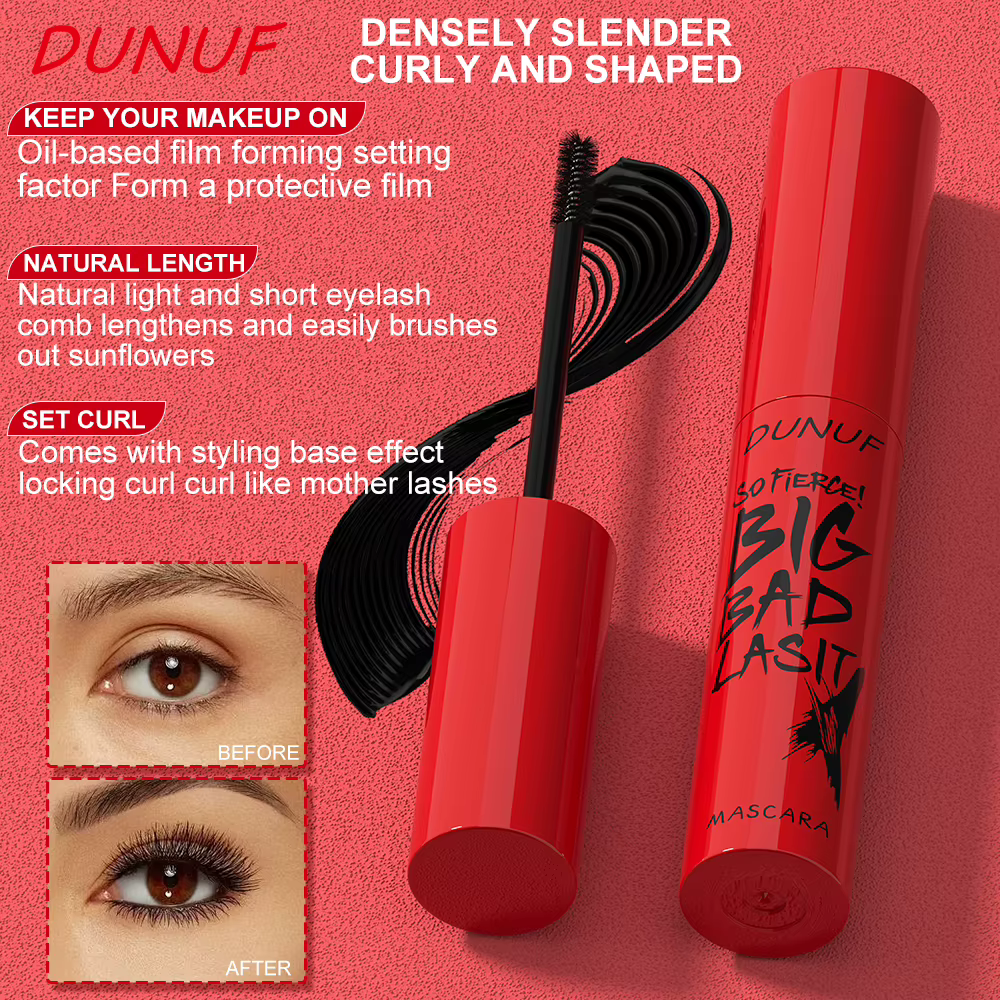 DUNUF 1 pièces Mascara longue durée mince épais imperméable boucle ne tache pas facilement résistant à la sueur et sans taches débutant amical