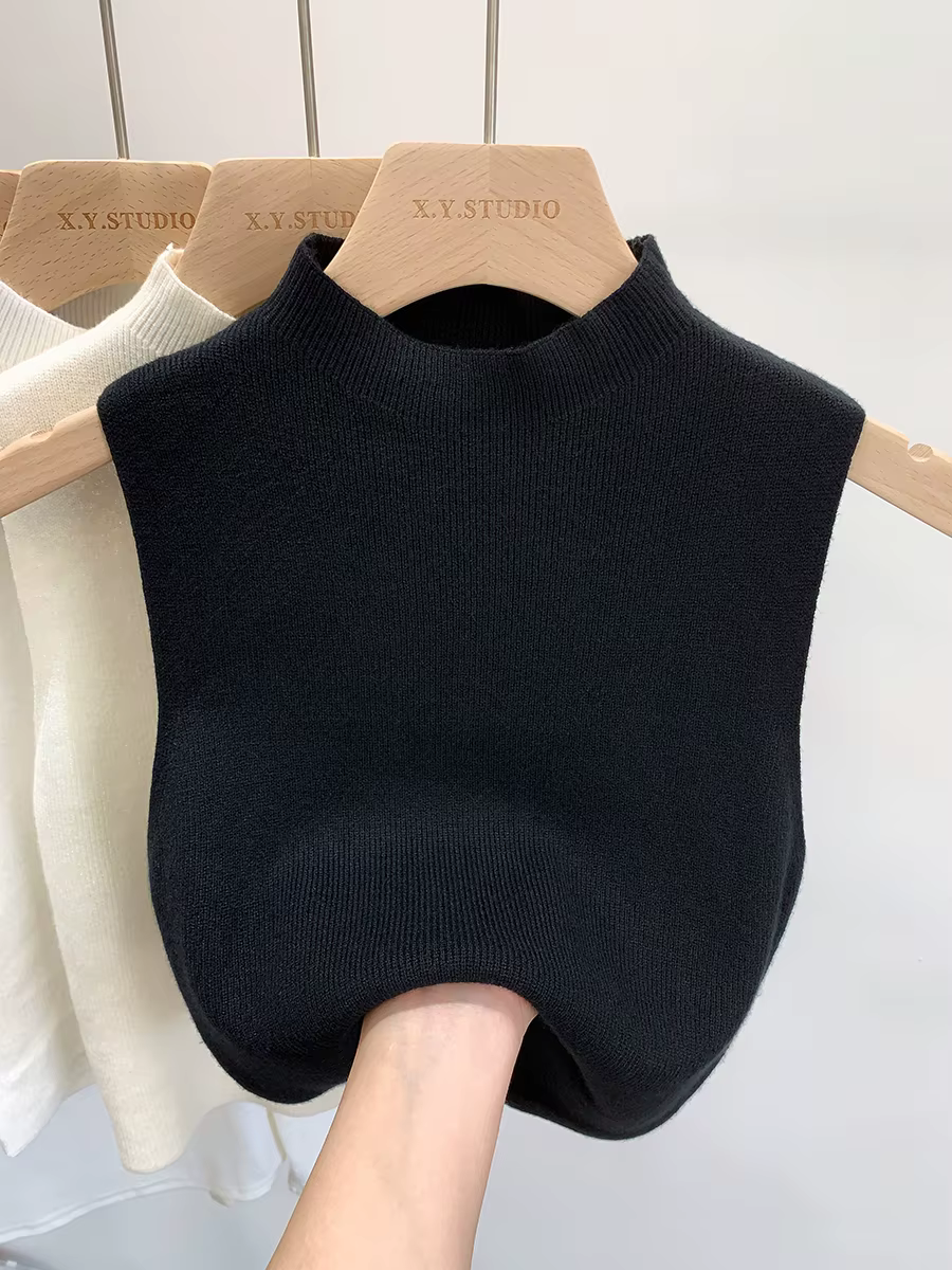 Femmes tricoté débardeur été automne mince pull court sans manches solide printemps automne chandails pulls 2026
