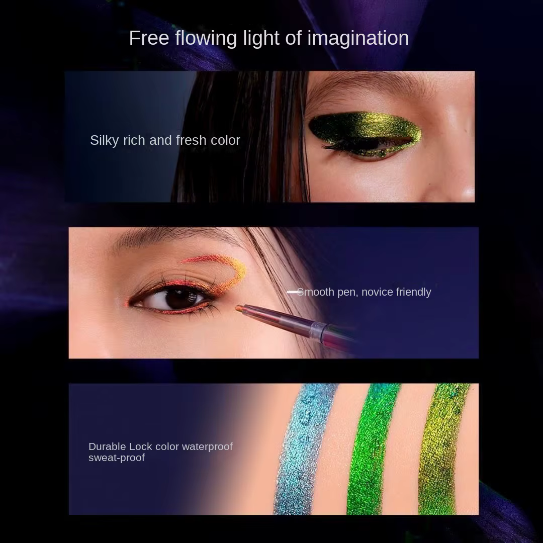 Crayon Gel Eyeliner Kaleidos Imperméable Couleur Caméléon Longue Tenue Pailleté Métallique Stylo Yeux Haute Pigmentation Fard à Paupières