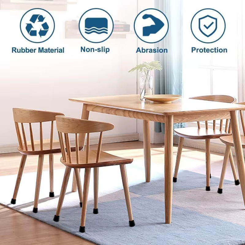Embouts de pieds de chaise ronds en PVC, couvre-pieds de meubles antidérapants, protecteur de sol noir, pointes d'orteils de Table en caoutchouc anti-rayures, 4/24 pièces