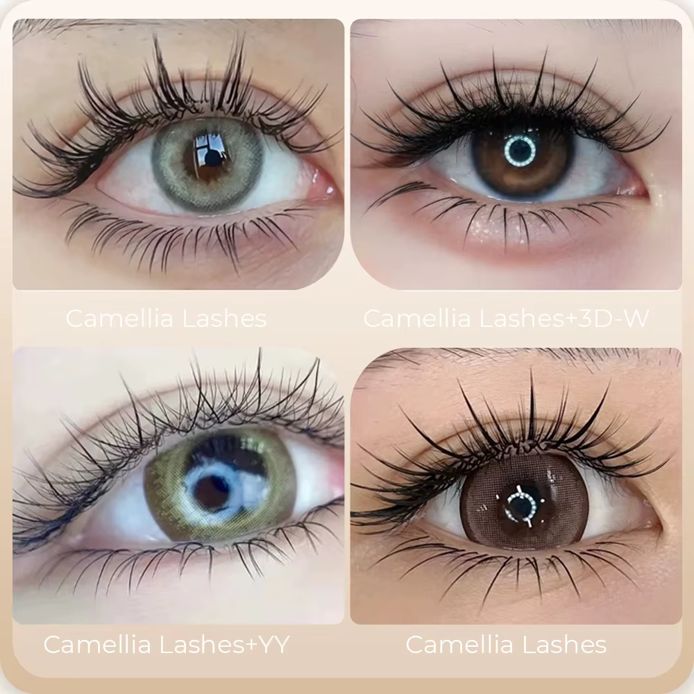 Yelix camélia cils avec adhésif LC LB LJ C D Curl