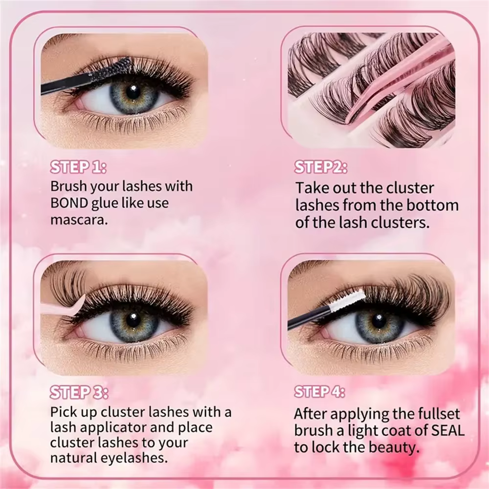 Lot de 200 faux cils en grappe individuelle