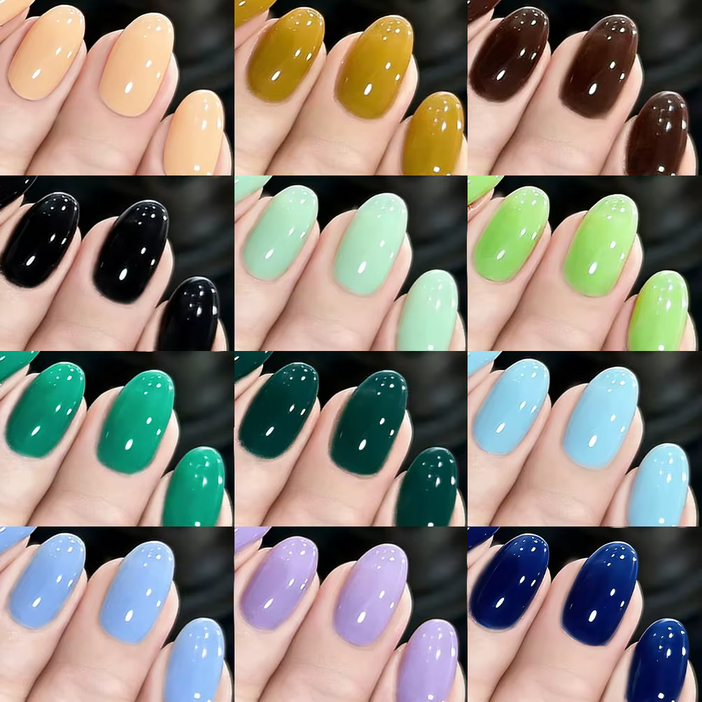 24 couleurs (288 pièces) Faux ongles courts ovales colorés, brillants, couleur unie, couverture complète, faux ongles DIY, manucure, ongles acryliques, pointes d'ongles