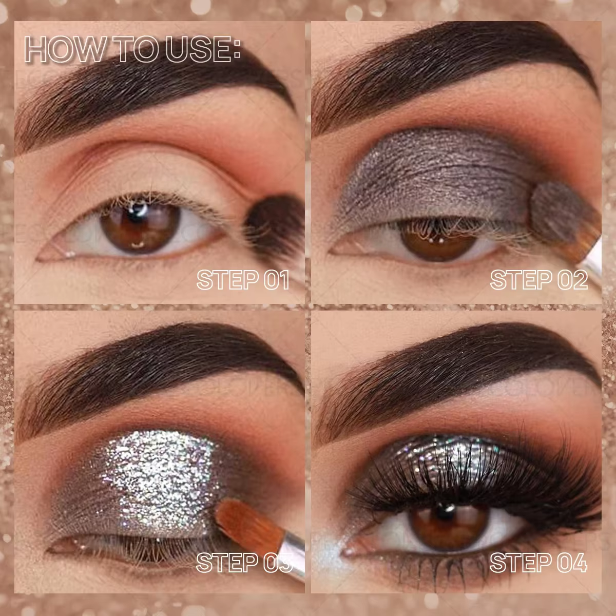 Fard à paupières noir nacré effet diamant