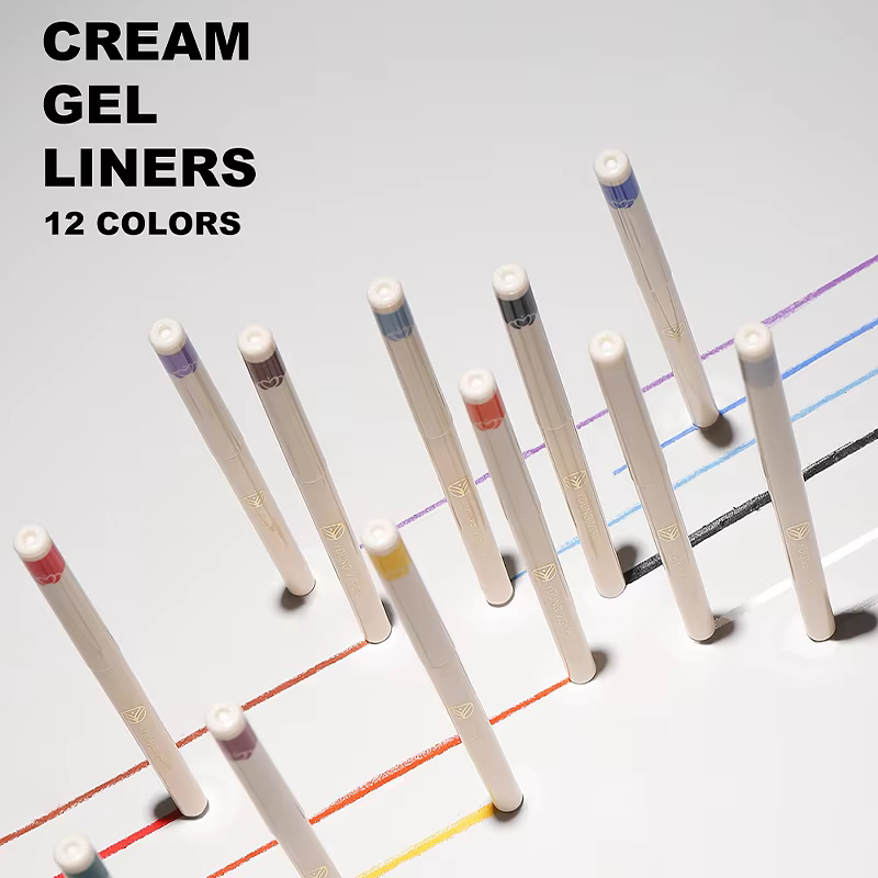 Crayon Eyeliner Rétractable 12 Couleurs Scintillant Anti-Bavure 2-en-1 Stylo Maquillage Multi-Fard à Paupières Haute Pigmentation Néon