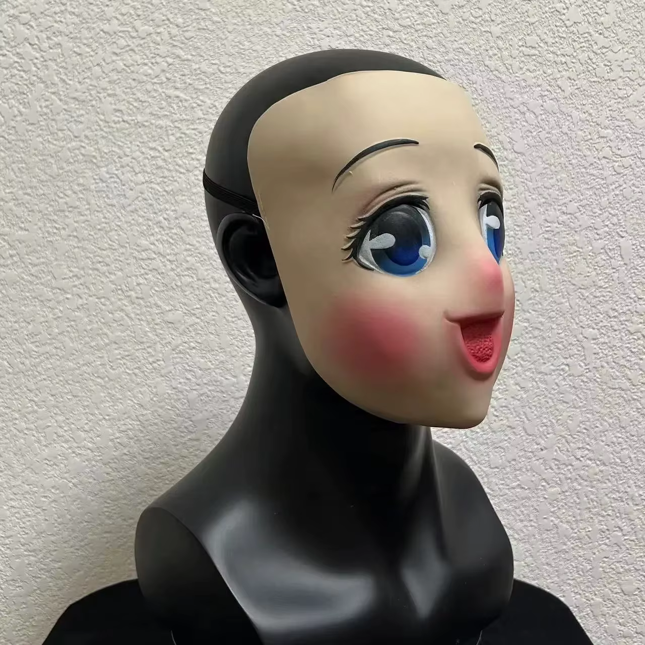Masque réaliste de femme aux grands yeux, style Lolita, demi-visage en latex, pour cosplay, dessin animé, Kigurumi, fête, déguisement, accessoires