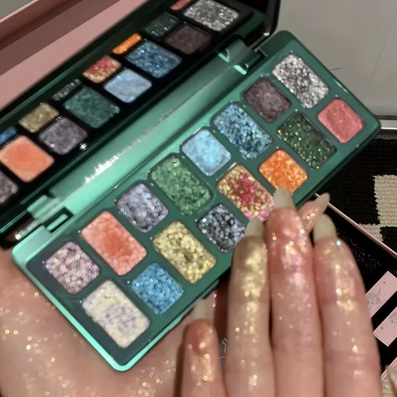 Palette de fards à paupières diamant scintillant de 16 couleurs