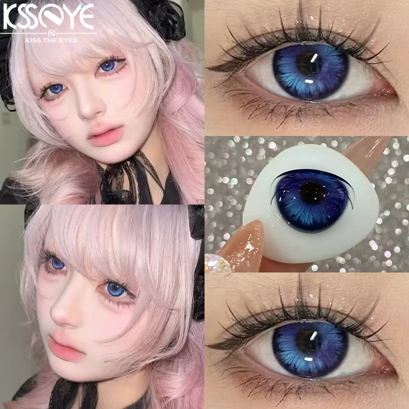 KSSEYE 1 paire de lentilles de Contact de couleur avec dioptrie myopie yeux Cosplay jaune vert et rouge