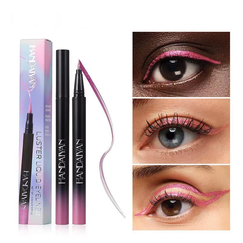 Crayon Eyeliner Liquide Métallique Blanc Violet Ultra-fin Rose Stylo pour les Yeux Séchage Rapide Paillettes Nacrées