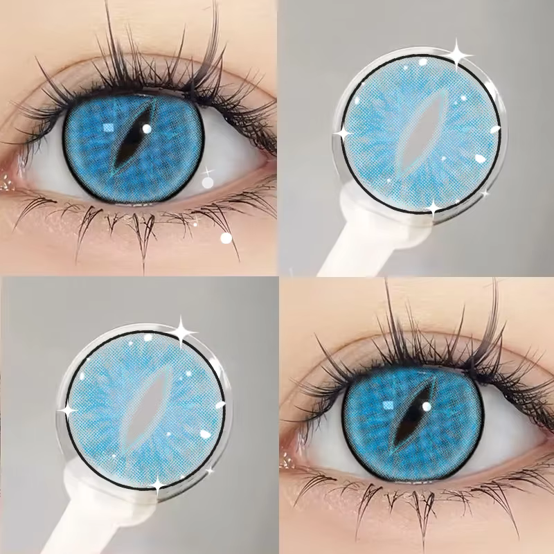 KSSEYE 2 pièces Cosplay Anime lentilles de Contact colorées pour les yeux élèves verts avec myopie