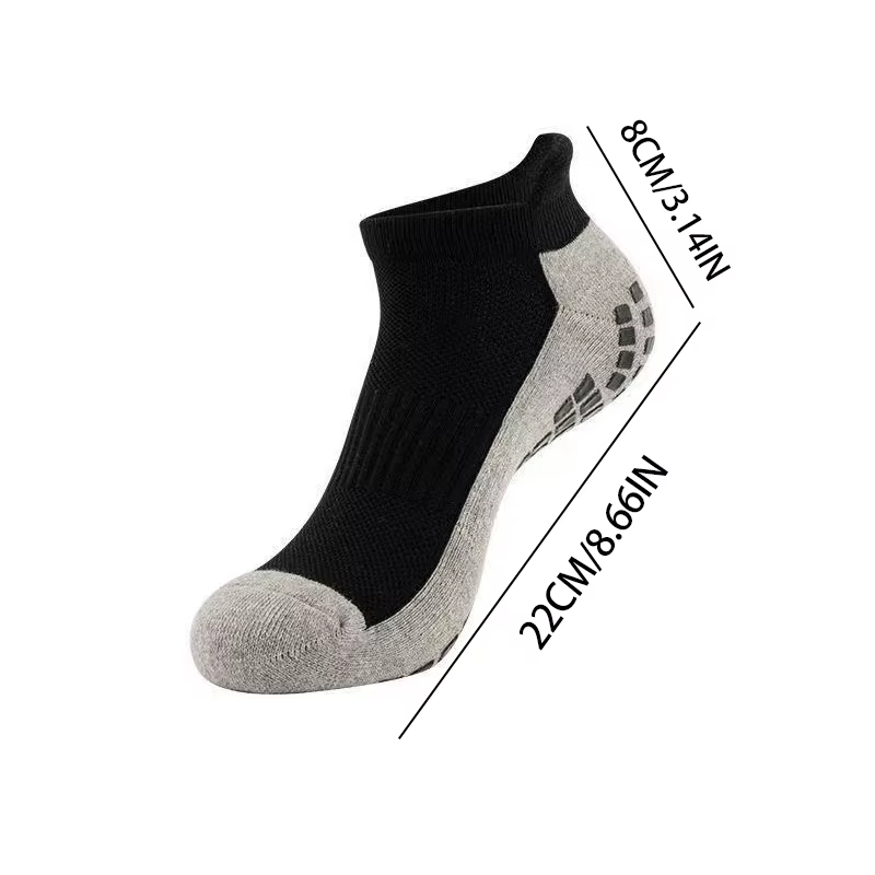 1 Paire de Chaussettes de Football Courtes Neuves, Grises, Antidérapantes, avec Semelle en Coton Invisible, Chaussettes de Sport Respirantes
