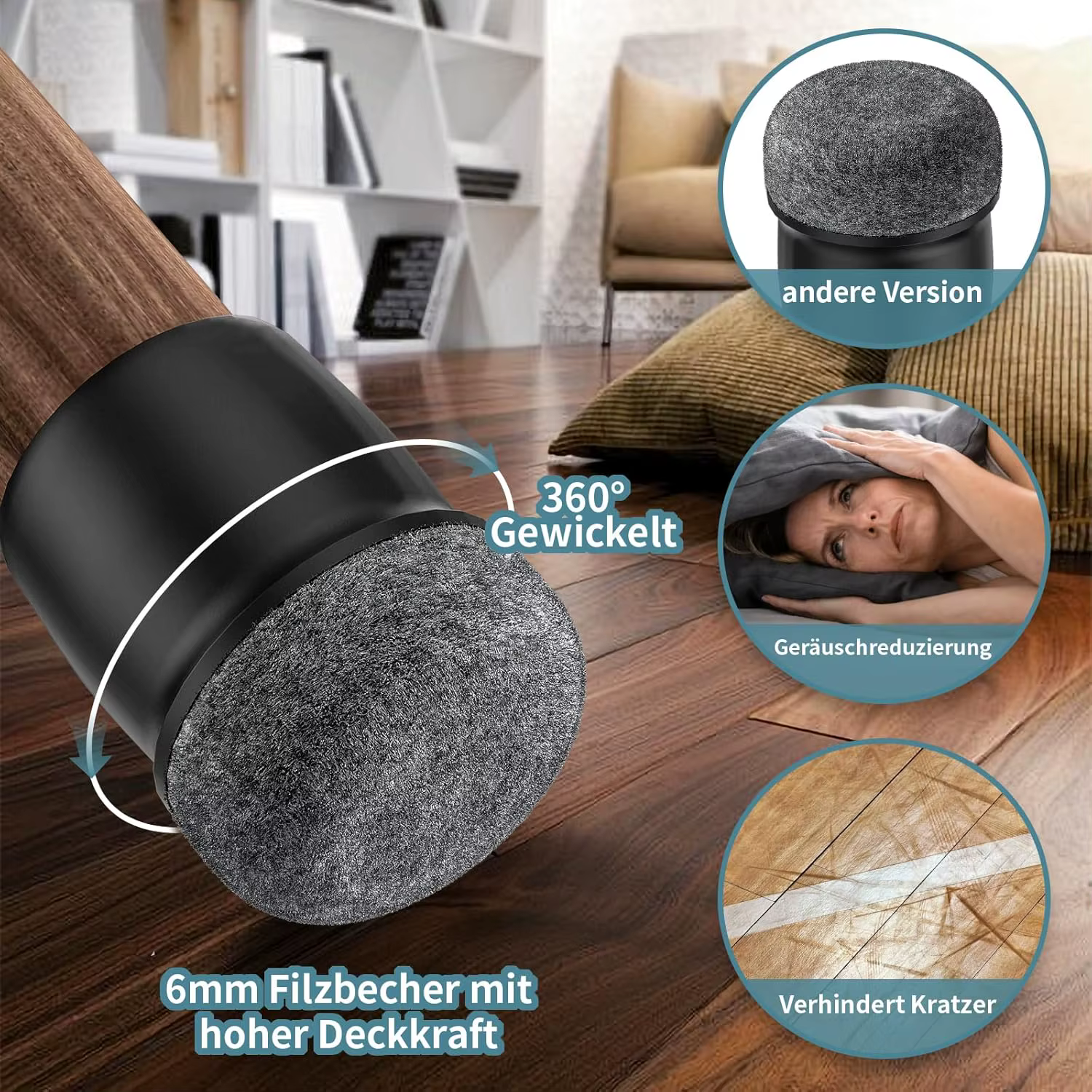 8 pièces noir rond chaise jambe protecteurs pied couverture diagonale avec épais enveloppement feutre tampons Silicone meubles Table pieds protéger les sols