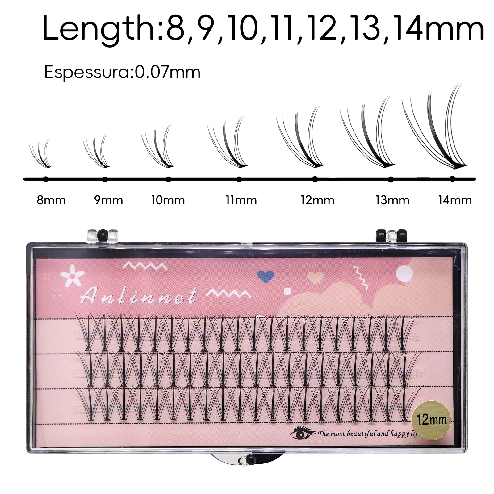 Anlinnet 60 bouquets de cils en forme de sandwich