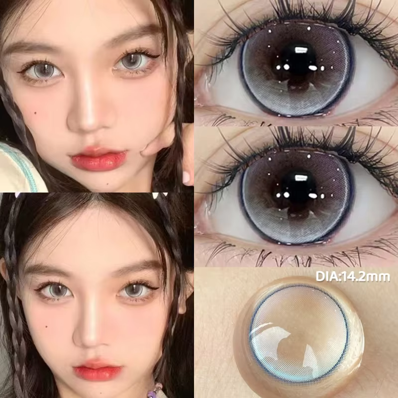 KSSEYE 2 pièces lentilles de Contact colorées myopie vert effet d'élèves naturelles lentille de haute qualité avec dioptrie cosmétique bleu scintillant oeil