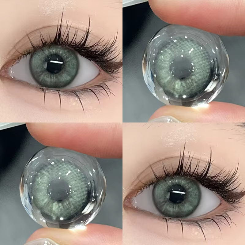 Lentilles de contact vertes pour les yeux beauté élève myopie puissance: -1 à -8 dioptries