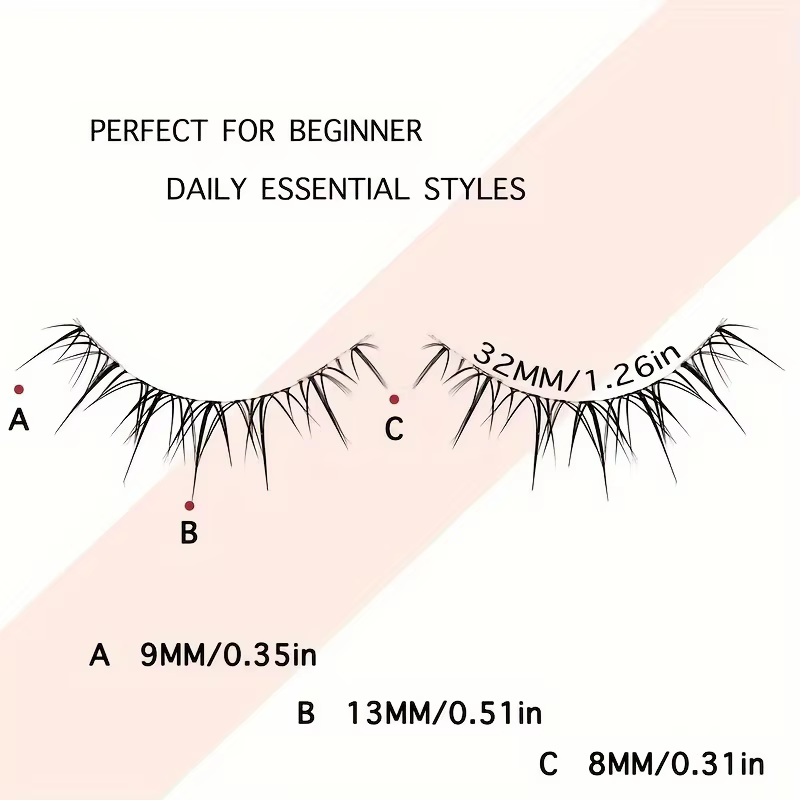 5 paires de faux cils transparents en forme de vague pour extension - réutilisables