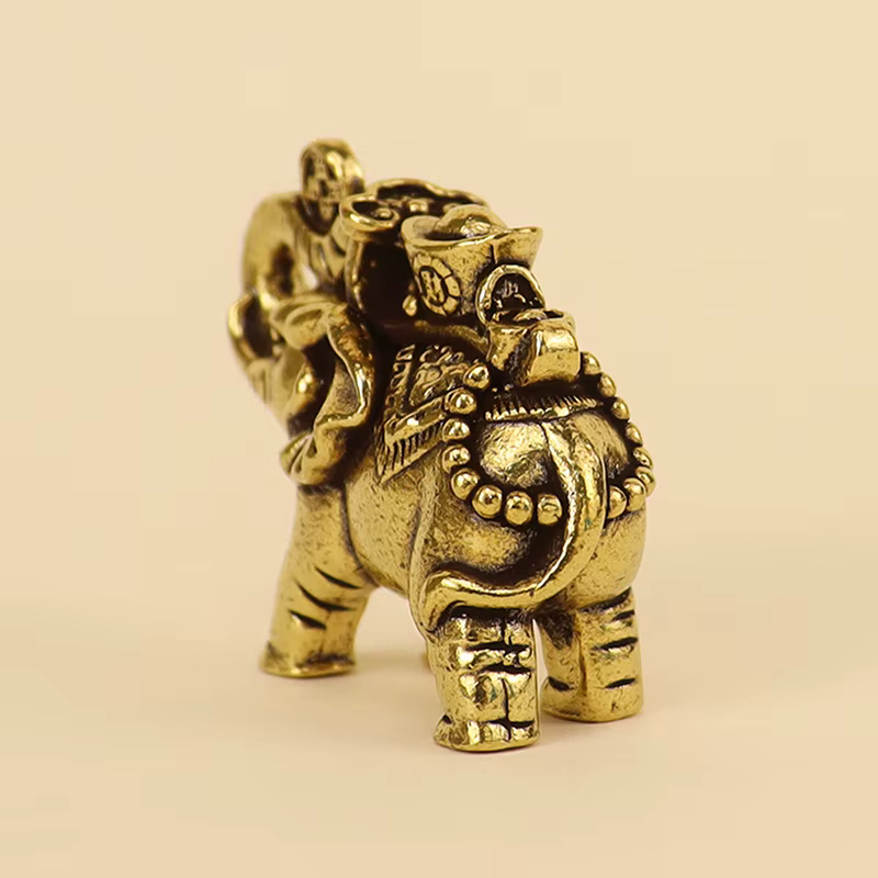 Figurines d'éléphant en laiton, figurines d'éléphant porte-bonheur, décoration de salon, figurines d'éléphant miniatures, accessoires miniatures