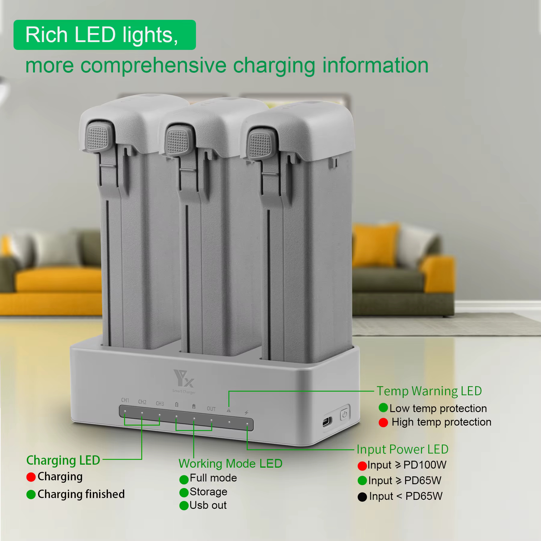 Hub de charge rapide 3 ports 100W, base de charge intelligente pour batterie, accessoires pour drone DJI AVATA 360
