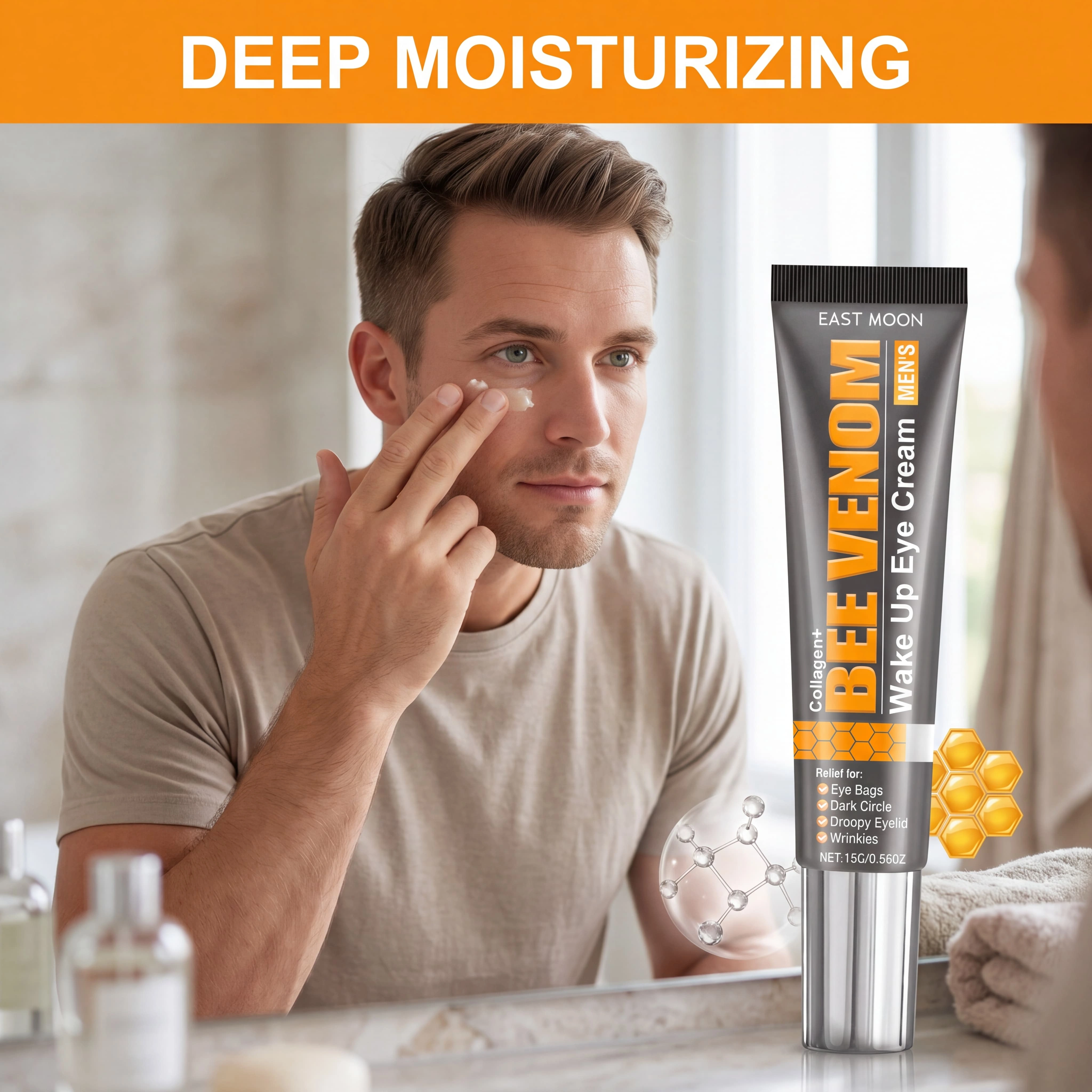 Crème Contour des Yeux au Venin d'Abeille et au Collagène pour Réduire les Poches et les Cernes