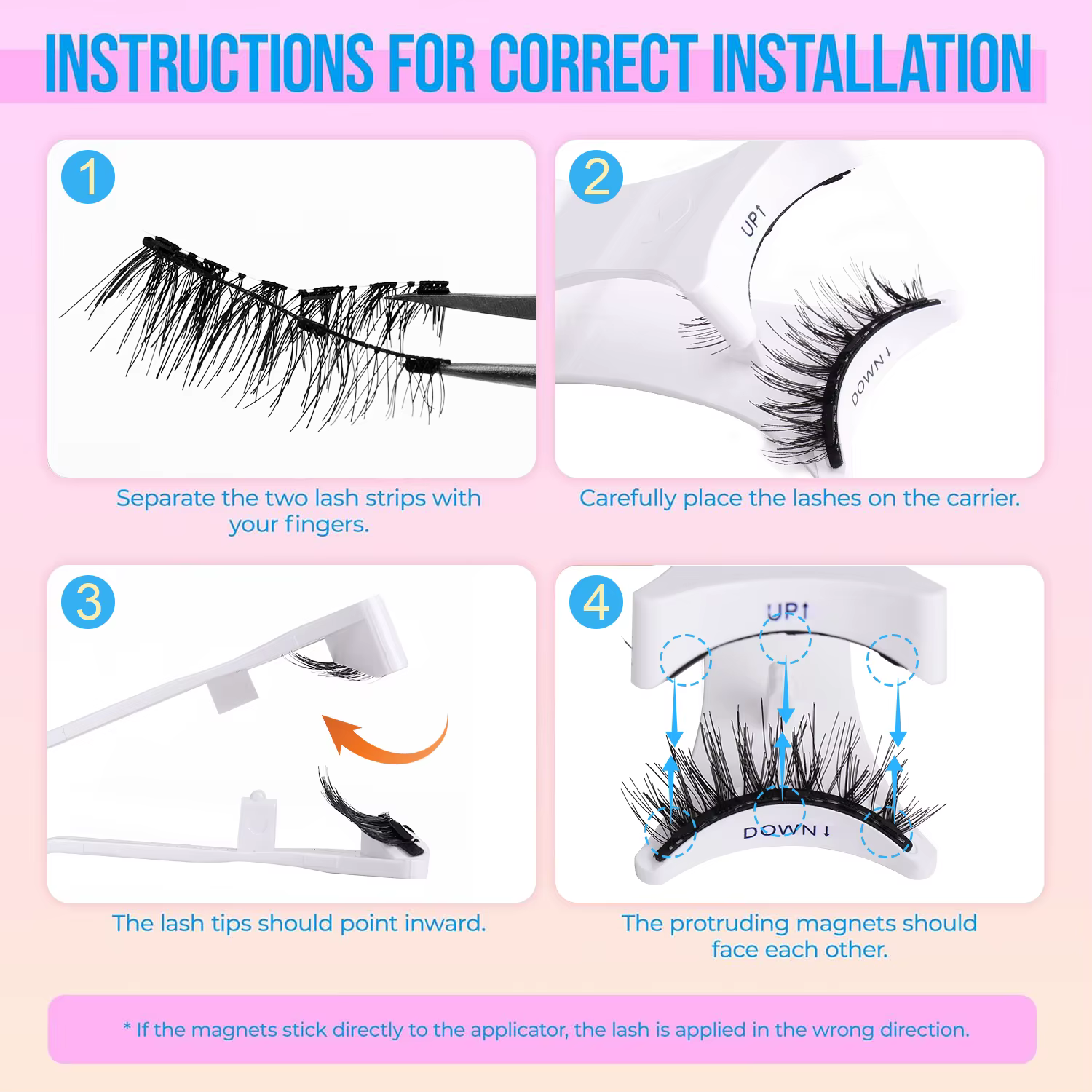 1 paire de kit de cils magnétiques réutilisables – Application facile