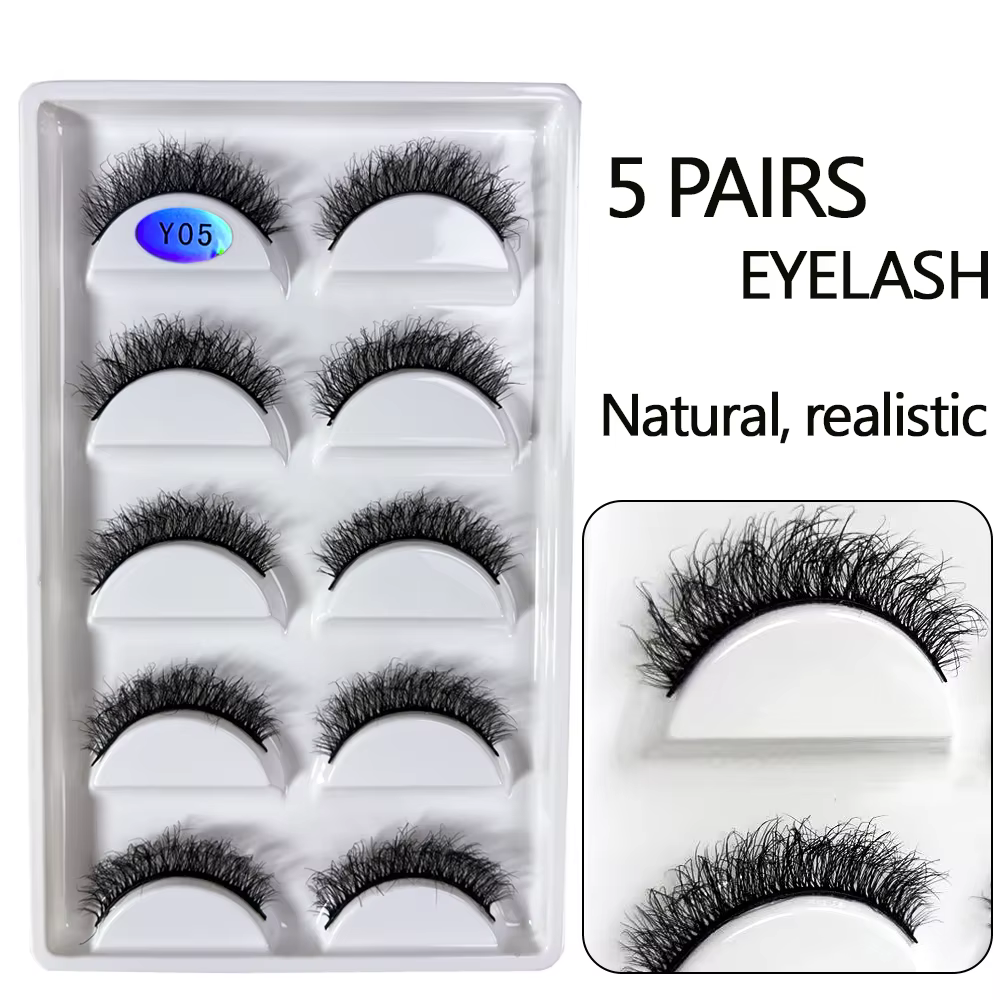 NOUVEAU Lot de 5 paires de faux cils 3D Y08 en vison naturel, style volumineux, pour maquillage, faux cils, faux cilios, outils de beauté