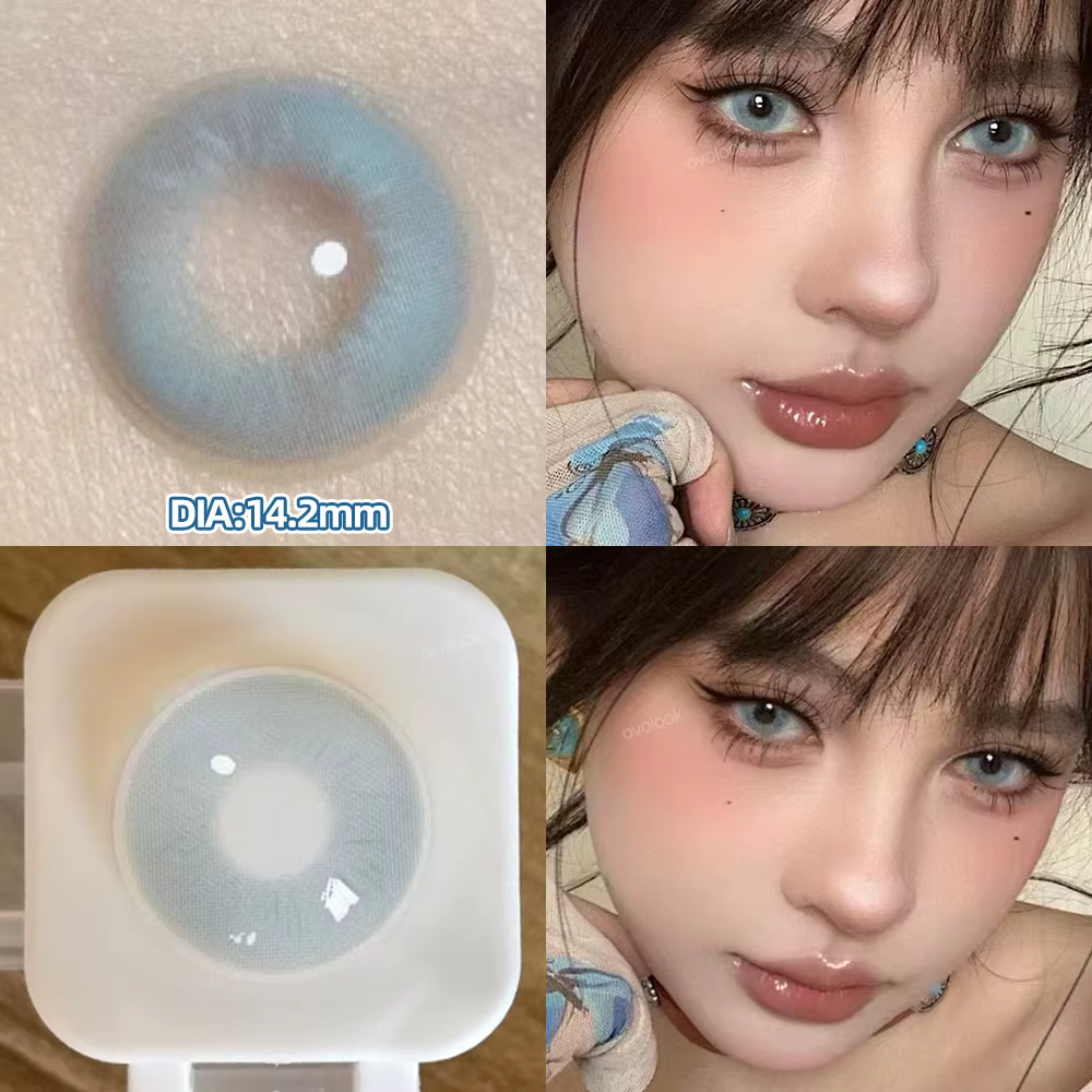 OVOLOOK-2pcs lentilles de Contact colorées sur ordonnance pour les yeux lentilles violettes beauté élèves myopie lentilles de couleur des yeux lentille bleue naturelle