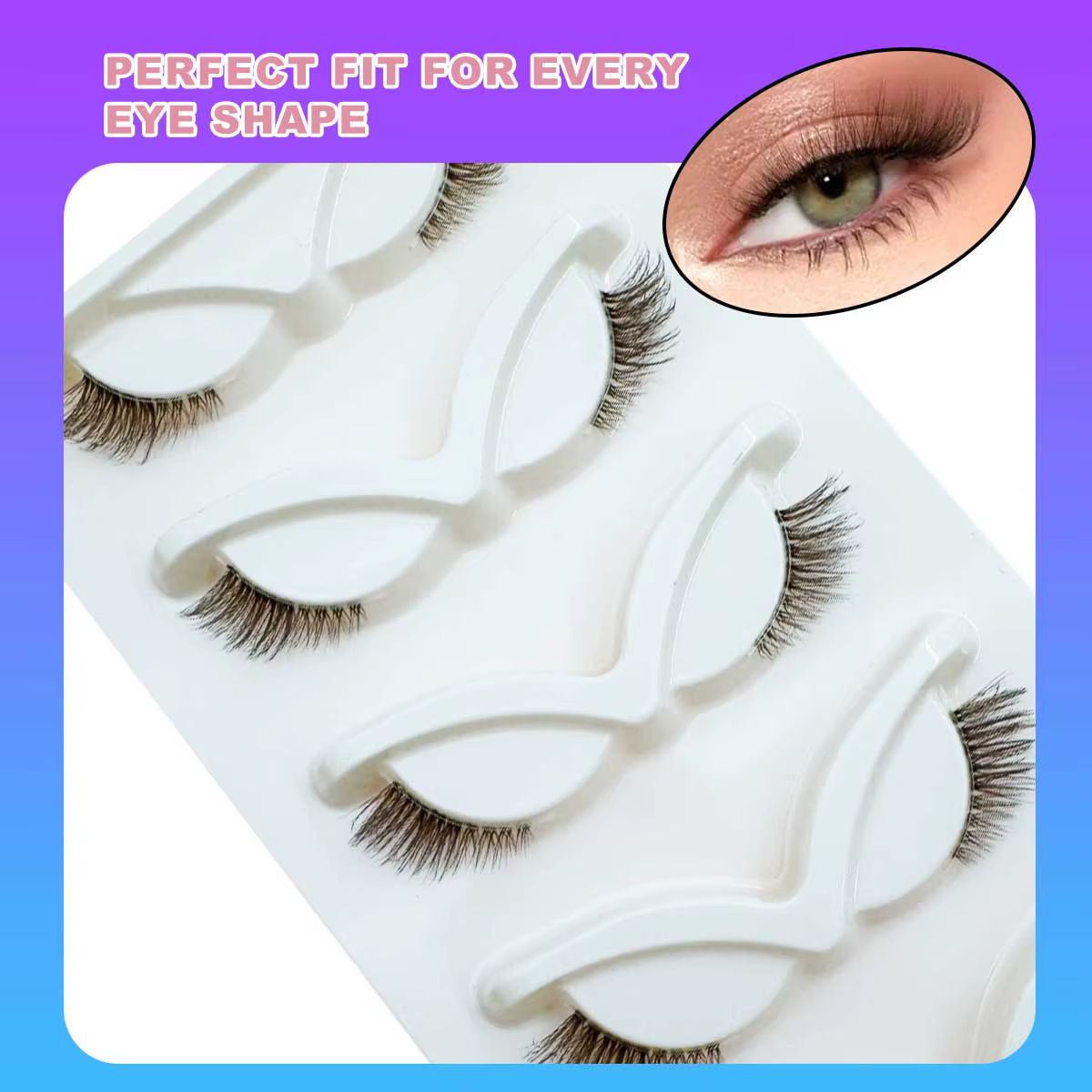 5 paires de demi-cils marron et noir
