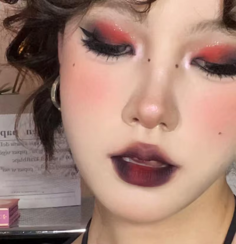 Punk fumé rouge noir ombre à paupières Palette imperméable gothique mat bleu fard