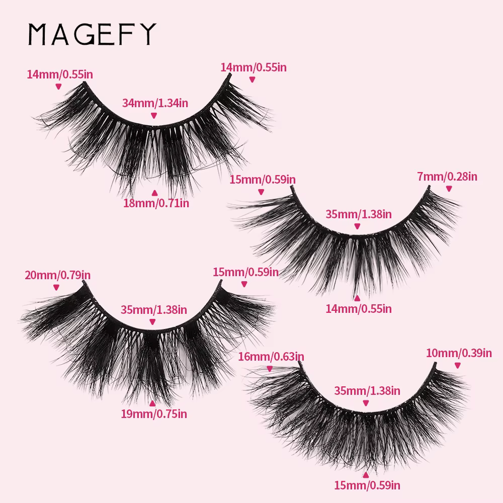 MAGEFY 20 paires de Faux cils Style mixte Curling naturel réutilisable Portable emballage individuel